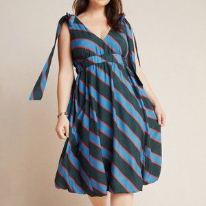 Anthropologie Striped Midi Dress - Green and Blue